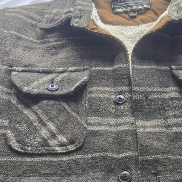 Men's Jachs Olive Striped shacket - Picture 6 of 10